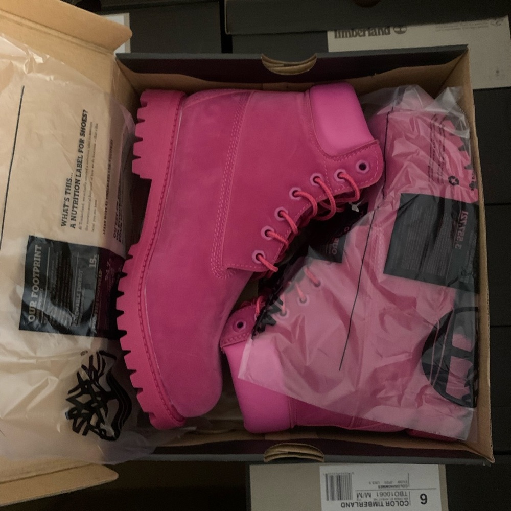 Timberland Women's Vibrant Pink Combat Boots